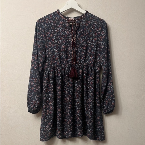 Hem & Thread Dresses & Skirts - Hem & Thread Floral Mini Dress - Black and Pink 312 boho